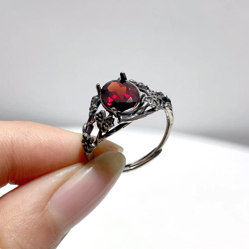 #D9 Silver Rings Flower Shape Wholesale Labradorite Moonstone Garnet Sunstone Rose Quartz - Image 5