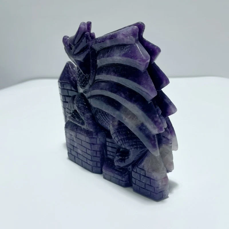 Deep Purple Lepidolite Flying Dragon Carving - Image 3