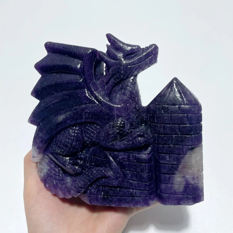 Deep Purple Lepidolite Flying Dragon Carving - Image 4