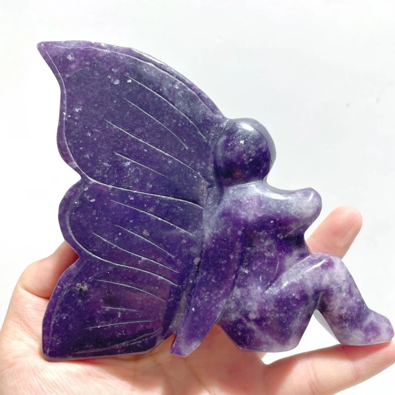 7 Pieces Deep Purple Lepidolite Butterfly Fairy Carving