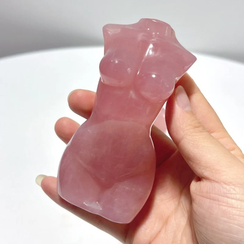 2 Pieces Deep Pink Rose Quartz Crystal Goddess - Image 3