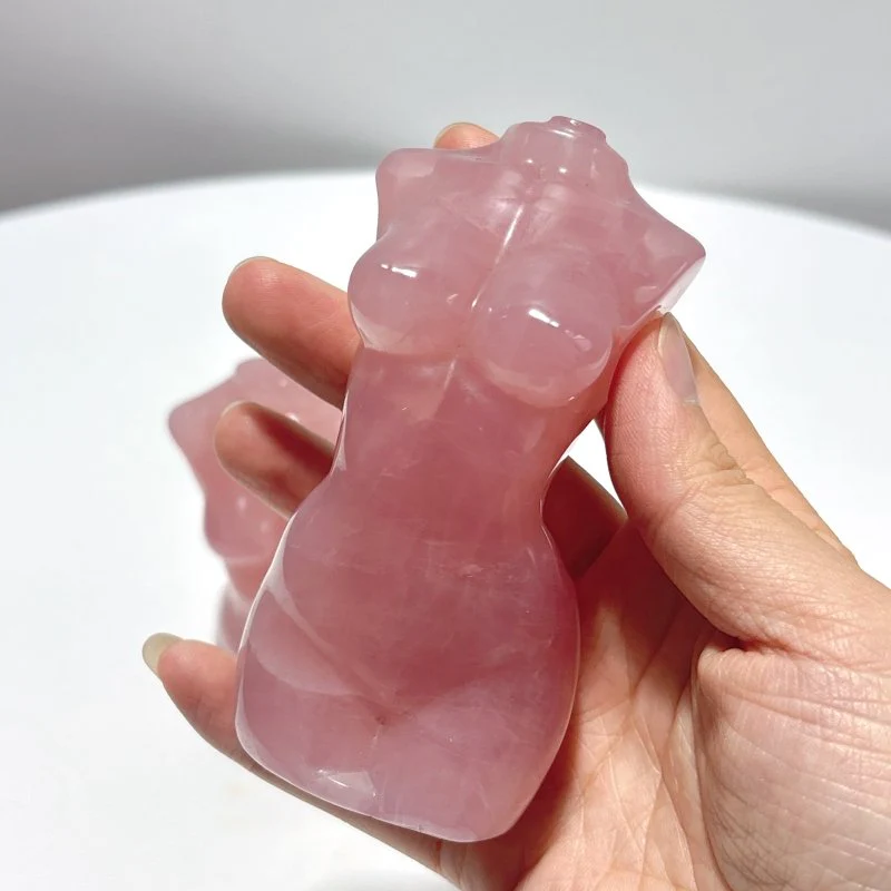 2 Pieces Deep Pink Rose Quartz Crystal Goddess - Image 4