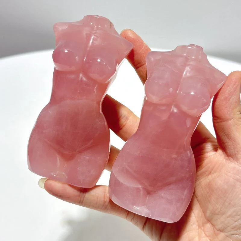 2 Pieces Deep Pink Rose Quartz Crystal Goddess - Image 5