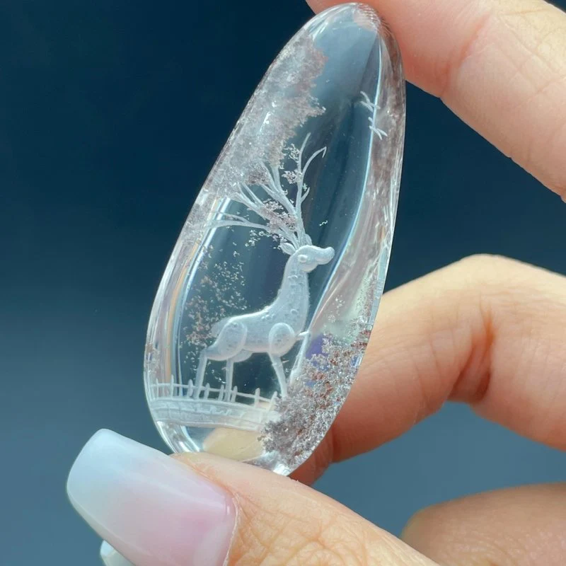 4 Pieces Deer Garden Quartz Inner Scene Carving