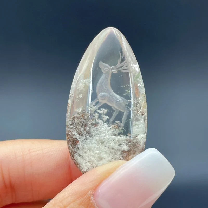 4 Pieces Deer Garden Quartz Inner Scene Carving - Image 2