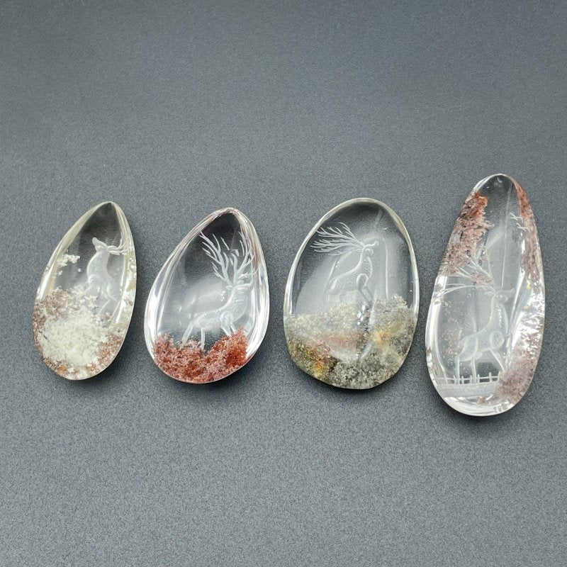 4 Pieces Deer Garden Quartz Inner Scene Carving - Image 3