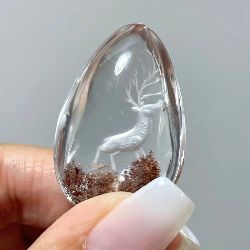 4 Pieces Deer Garden Quartz Inner Scene Carving - Image 4