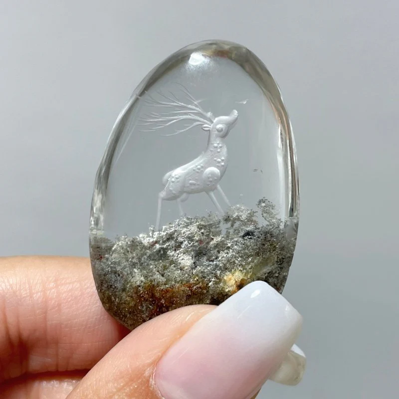 4 Pieces Deer Garden Quartz Inner Scene Carving - Image 5