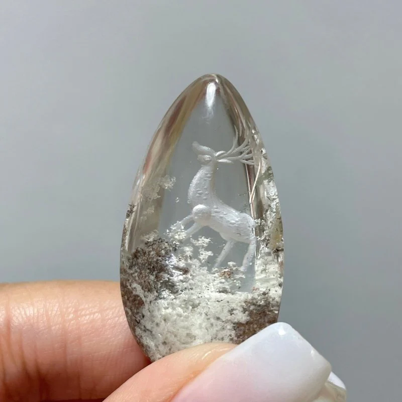 4 Pieces Deer Garden Quartz Inner Scene Carving - Image 6