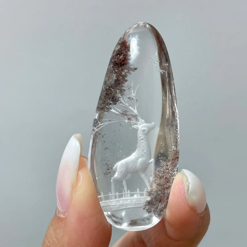 4 Pieces Deer Garden Quartz Inner Scene Carving - Image 7