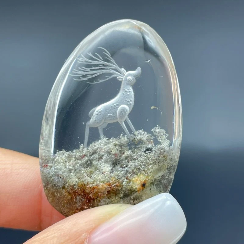 4 Pieces Deer Garden Quartz Inner Scene Carving - Image 8