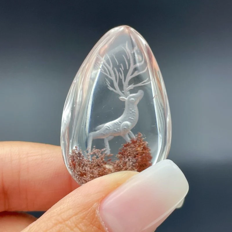4 Pieces Deer Garden Quartz Inner Scene Carving - Image 9