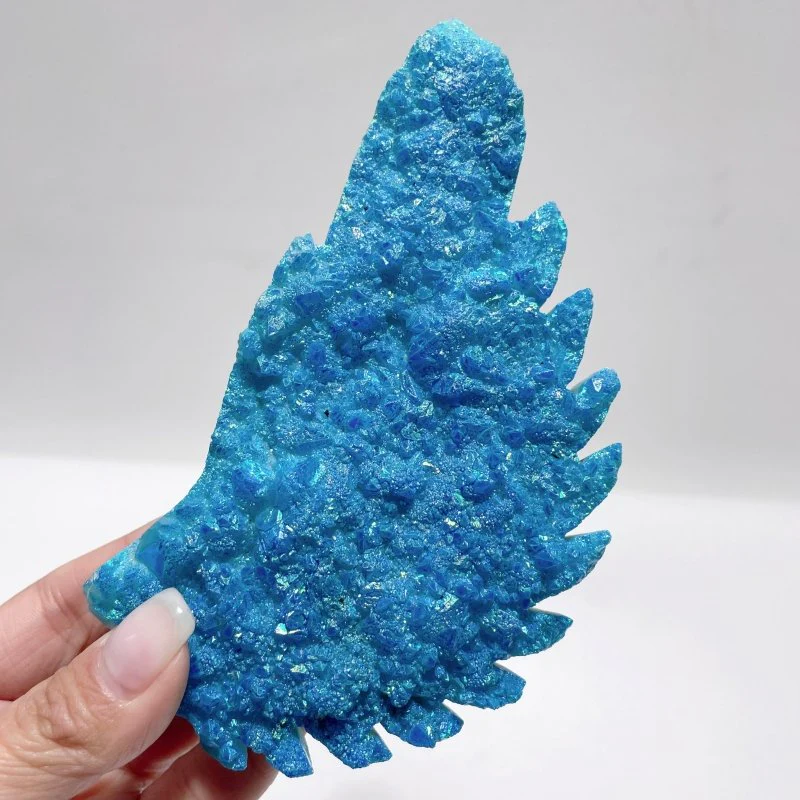 Aura Quartz Cluster Demon And Angel Wing Carving With Stand - Image 2