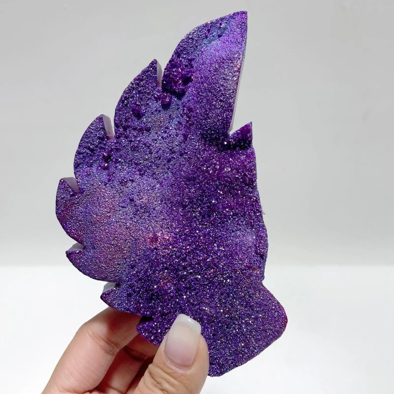 Aura Quartz Cluster Demon And Angel Wing Carving With Stand - Image 3