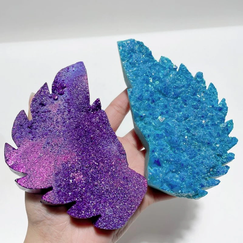 Aura Quartz Cluster Demon And Angel Wing Carving With Stand - Image 4