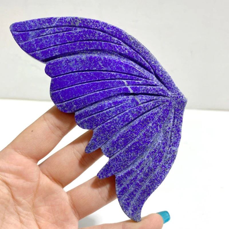 2 Pairs Delicate Lapis Lazuli Butterfly Wing Carving With Stand - Image 4