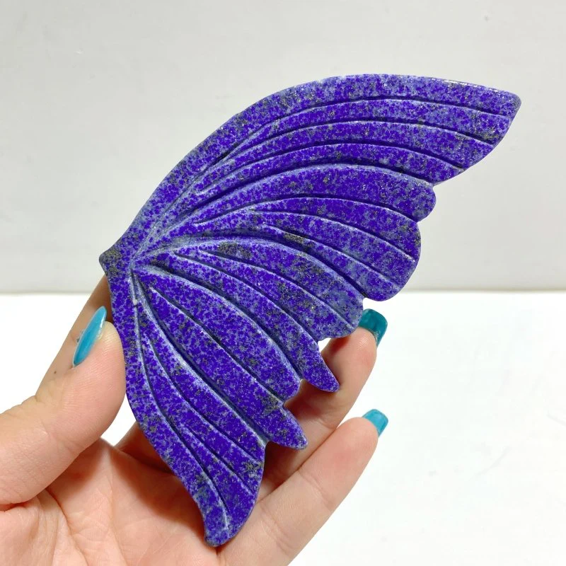 2 Pairs Delicate Lapis Lazuli Butterfly Wing Carving With Stand - Image 5