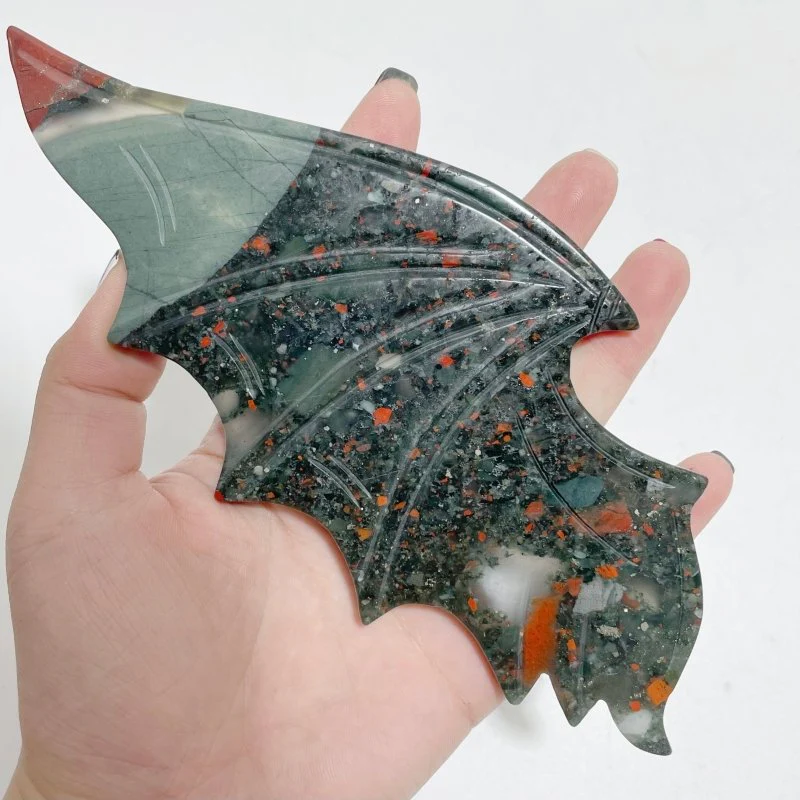 Africa Blood Stone Demon And Angel Wing Carving With Stand - Image 3