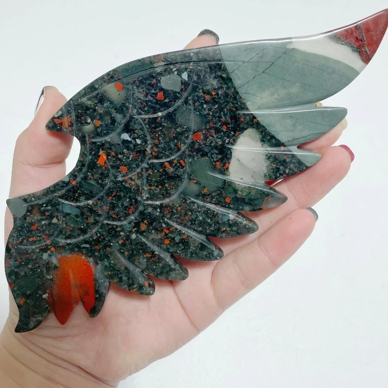 Africa Blood Stone Demon And Angel Wing Carving With Stand - Image 4