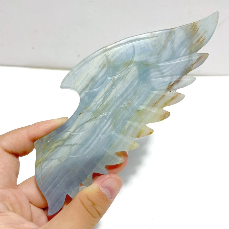 Blue Onyx Demon And Angel Wing Carving With Stand Ornament - Image 4