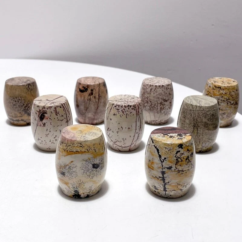 Dendritic Sage Jasper Tambour Carving Wholesale - Image 2