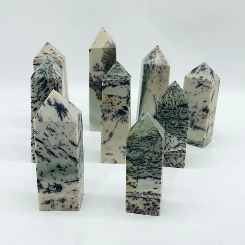 Dendritic Sage Jasper Tree Stone Four-Sided Tower Point Wholesale - Image 3
