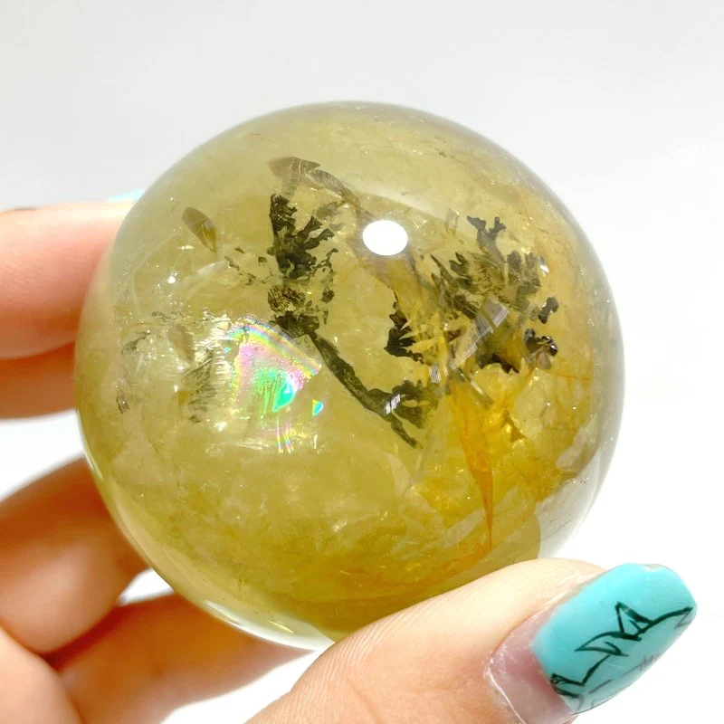 3 Pieces High Quality Dentritic Quartz Citrine Spheres With Rainbow For Collection