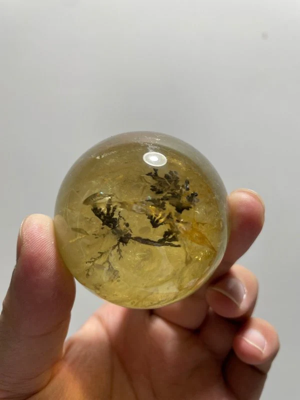3 Pieces High Quality Dentritic Quartz Citrine Spheres With Rainbow For Collection - Image 3