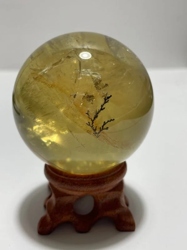 3 Pieces High Quality Dentritic Quartz Citrine Spheres With Rainbow For Collection - Image 4