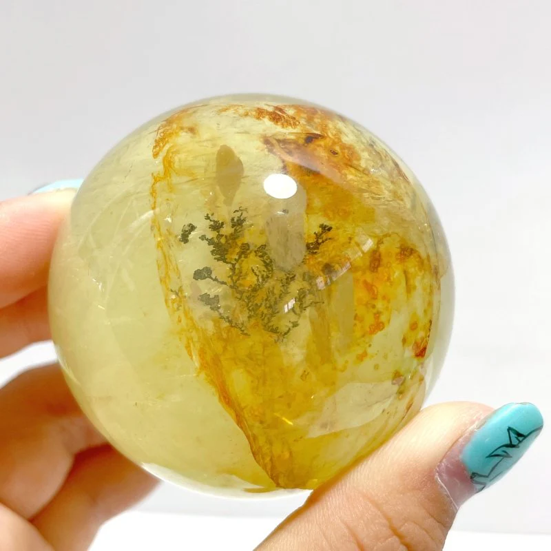 3 Pieces High Quality Dentritic Quartz Citrine Spheres With Rainbow For Collection - Image 6