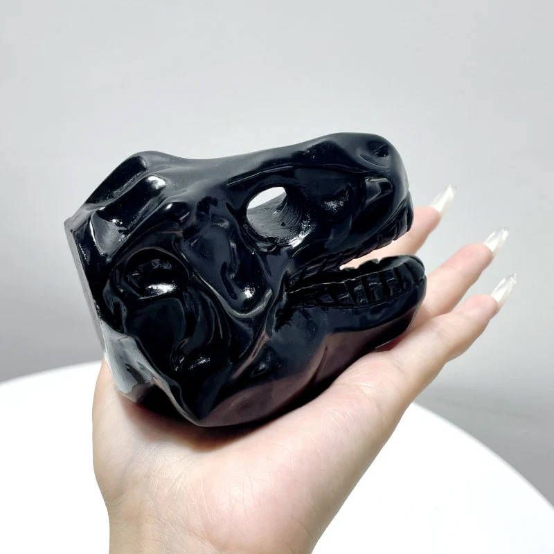 Dinosaur Skull Carving Wholesale Obsidian Larvikite - Image 3