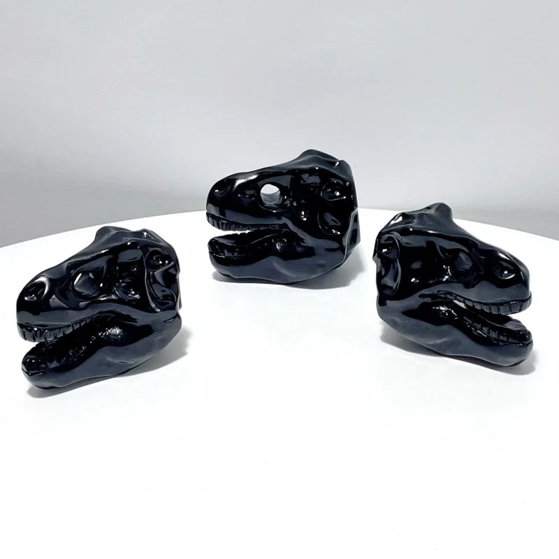 Dinosaur Skull Carving Wholesale Obsidian Larvikite - Image 6