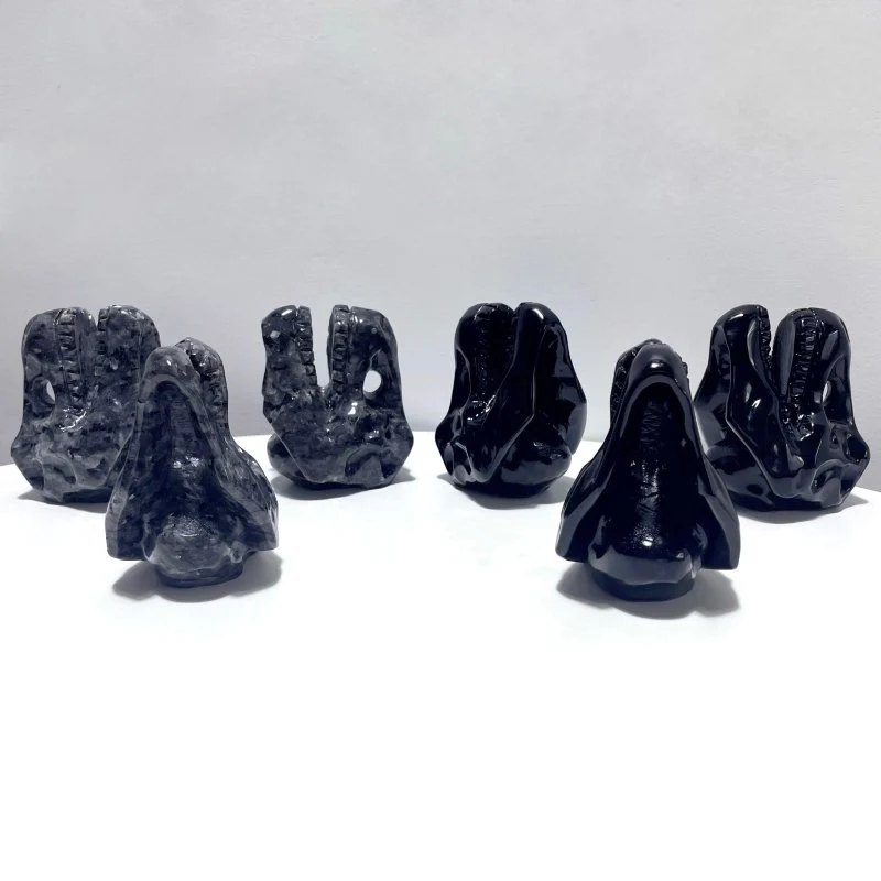 Dinosaur Skull Carving Wholesale Obsidian Larvikite - Image 7