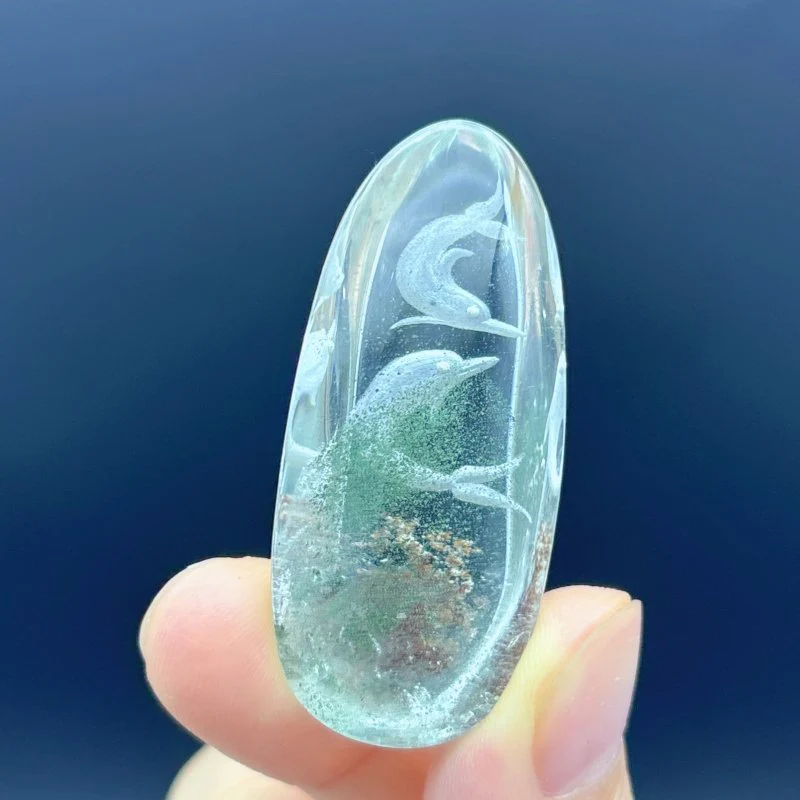 4 Pieces Dolphin Garden Quartz Inner Scene Carving - Image 2