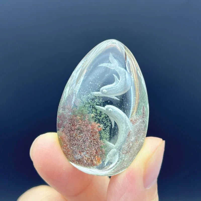 4 Pieces Dolphin Garden Quartz Inner Scene Carving - Image 4
