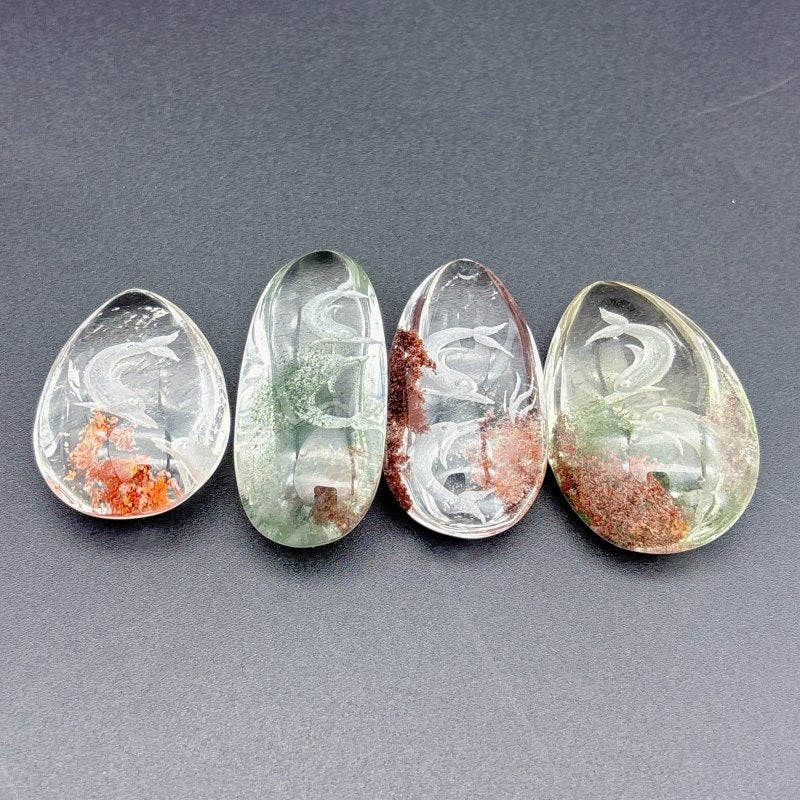 4 Pieces Dolphin Garden Quartz Inner Scene Carving - Image 5