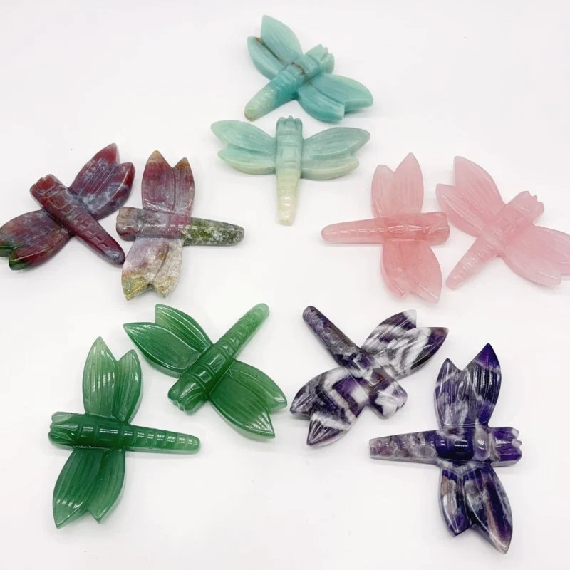 6 Types Dragonfly Crystal Carving Wholesale Caribbean Calcite Rose Quartz - Image 3