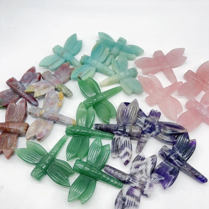 6 Types Dragonfly Crystal Carving Wholesale Caribbean Calcite Rose Quartz - Image 7