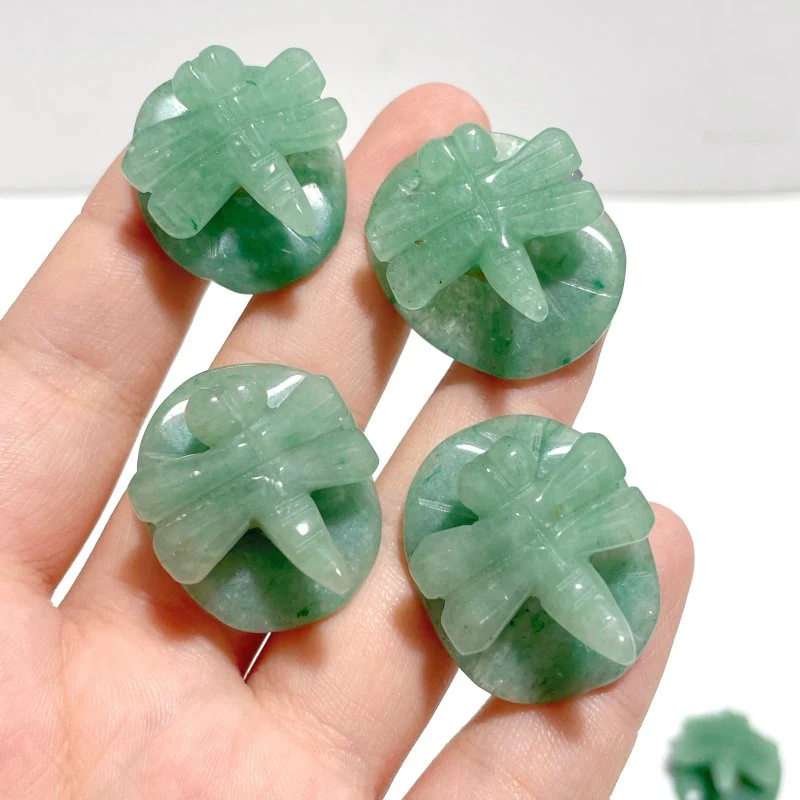 Dragonfly On Leaf Mini Carving Wholesale Green Aventurine