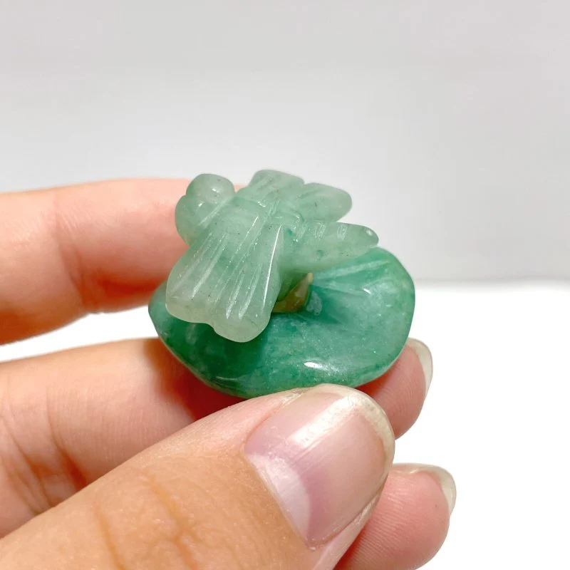 Dragonfly On Leaf Mini Carving Wholesale Green Aventurine - Image 3