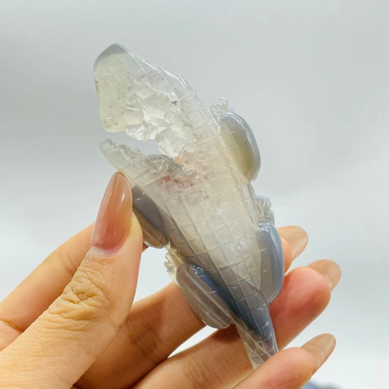 21 Pieces Druzy Geode Agate Crocodile Carving(defective) - Image 3