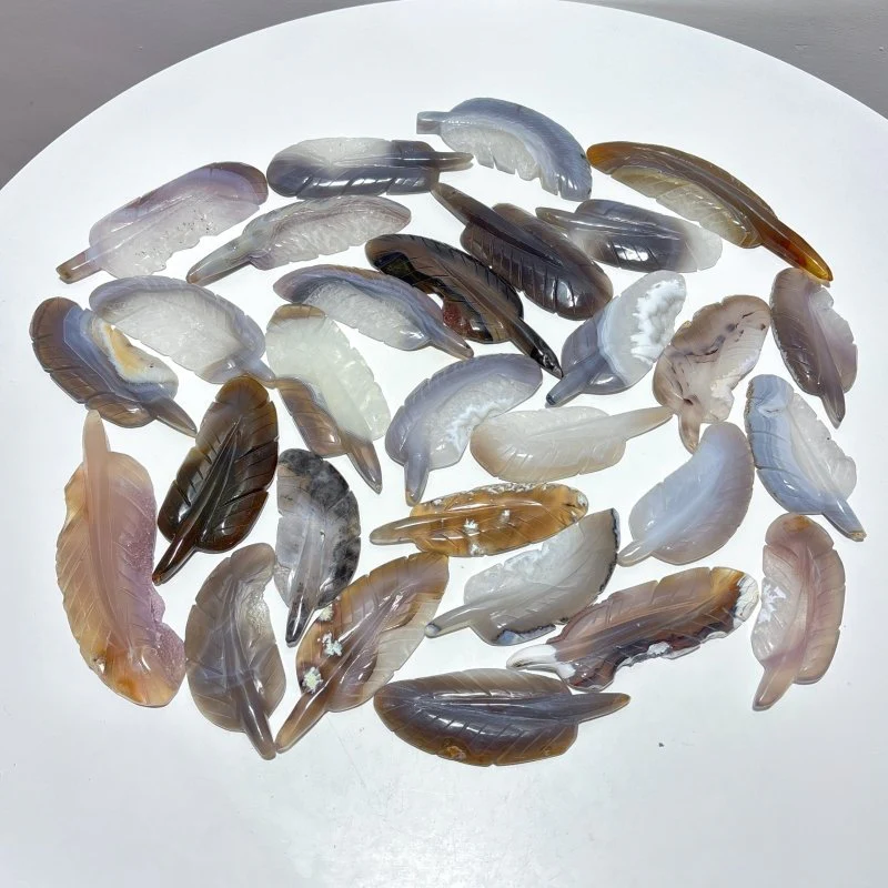 29 Pieces Geode Agate Feather Carving - Image 2