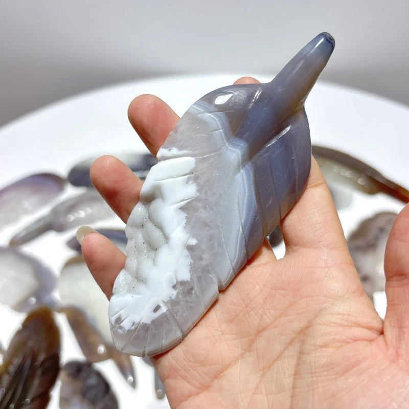 29 Pieces Geode Agate Feather Carving - Image 4