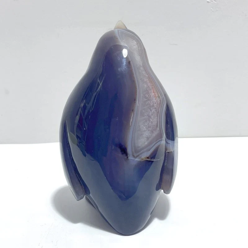 Large Druzy Geode Agate Penguin Carving(Natural Crack) - Image 5