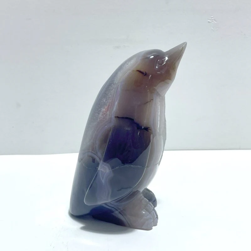 Large Druzy Geode Agate Penguin Carving(Natural Crack) - Image 8