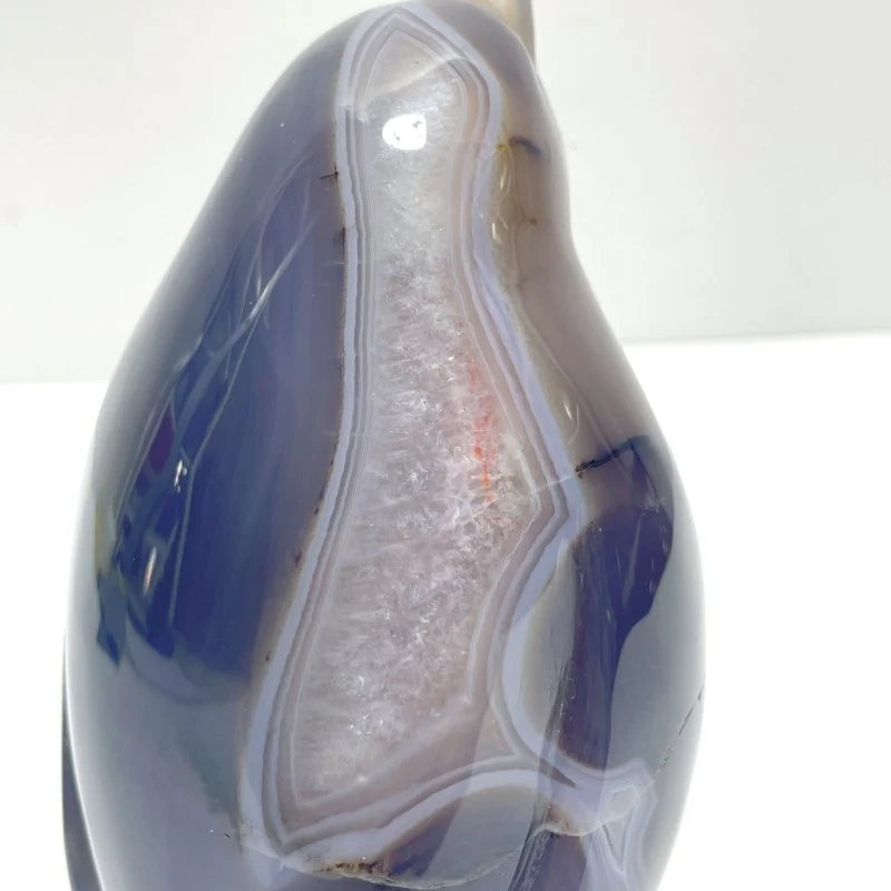 Large Druzy Geode Agate Penguin Carving(Natural Crack) - Image 9