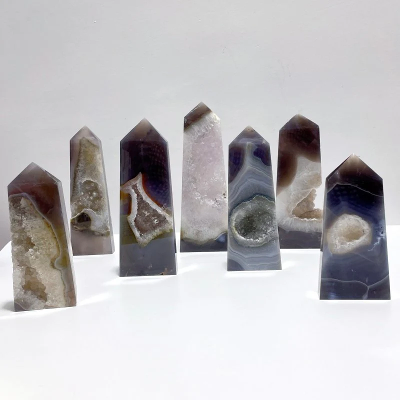 7 Pieces Large Druzy Geode Agate Points