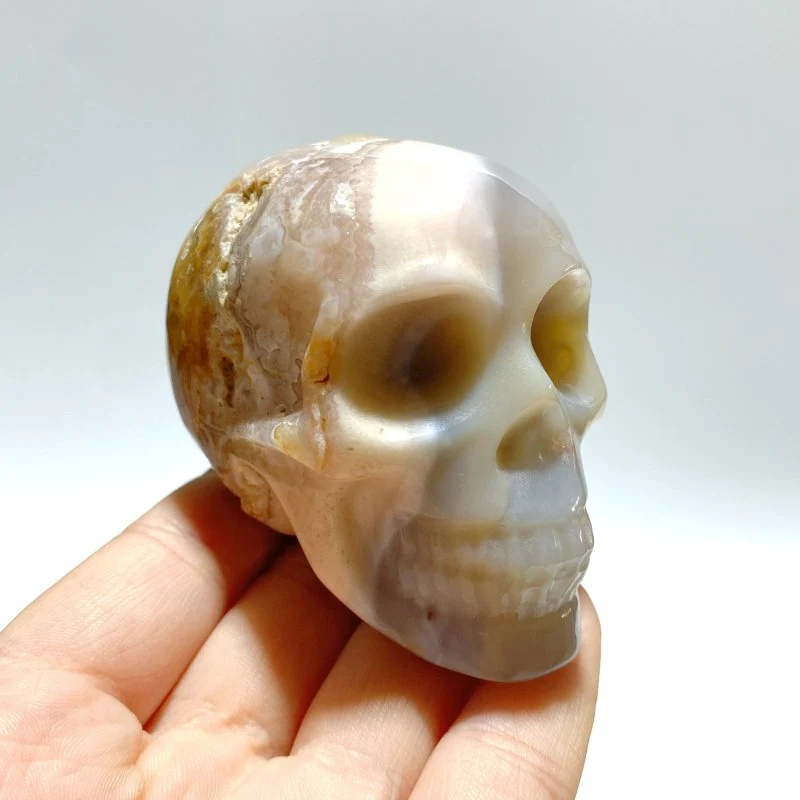 15 Pieces Sakura Flower Agate Skull Carving - Image 2