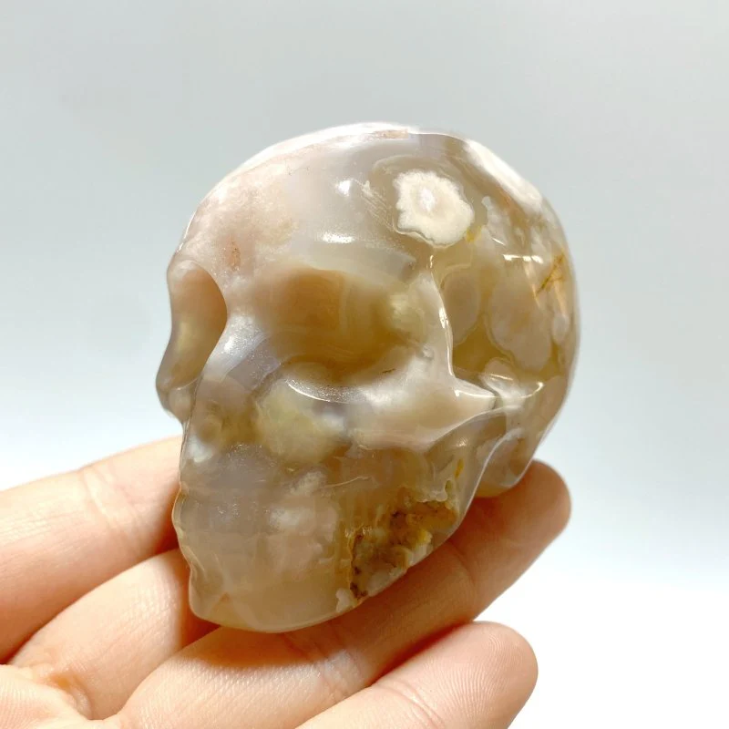 15 Pieces Sakura Flower Agate Skull Carving - Image 4