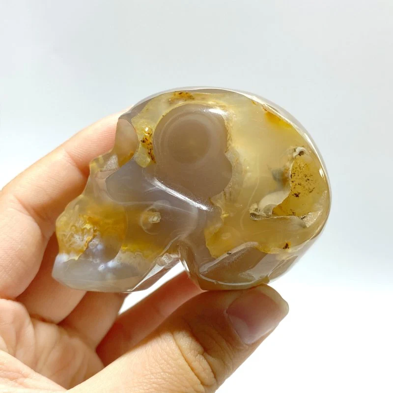 15 Pieces Sakura Flower Agate Skull Carving - Image 5